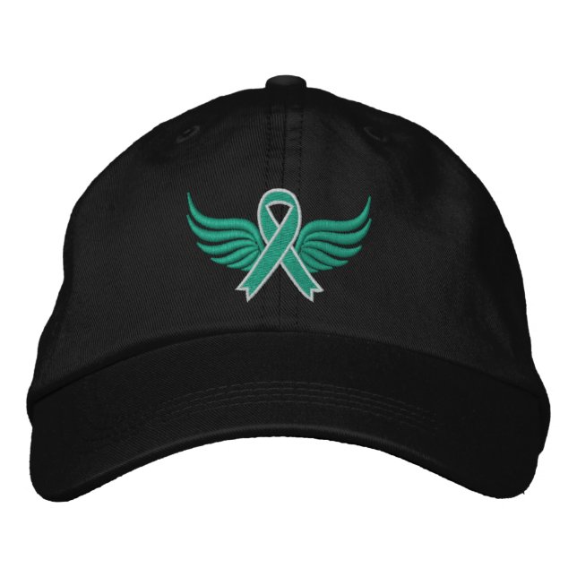 Gorra Bordada Alas De Cinta De Cáncer Hepático (Anverso)