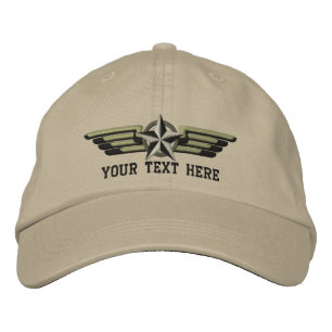 Gorra Bordada Alas piloto de distinciones de estrella personaliz