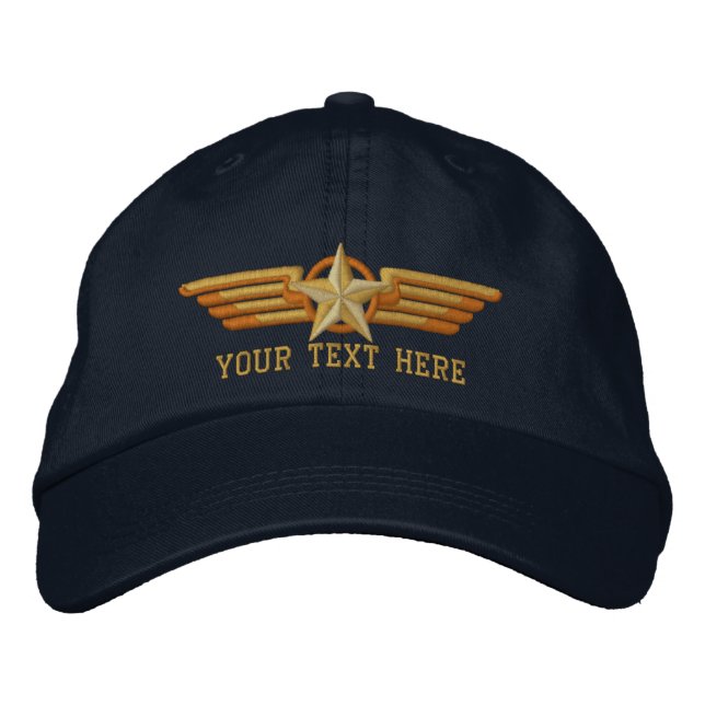 Gorra Bordada Alas piloto de distinciones de estrella personaliz (Anverso)