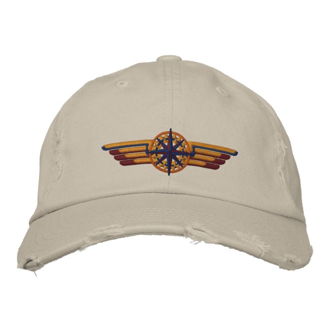 Gorra Bordada Alas piloto de la brújula del norte (Anverso)