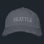 Gorra Bordada Algodón alterado en el estilo de la cosecha azul d<br><div class="desc">SEATTLE Blue Embroidered estilo vintage gorra de algodón afligido. Hace un regalo maravilloso para cualquiera que ame Seattle WA! Si prefiere tener su texto personal, simplemente seleccione el botón "Personalizar esta plantilla" para introducir su elección de texto personalizado. El bordado también es personalizable a otras opciones de color seleccionando el...</div>