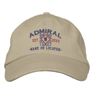 Gorra Bordada Almirante náutico personalizado Monograma & más