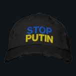 Gorra Bordada Alto a Putin para la guerra en Ucrania - Bandera u<br><div class="desc">Estoy de pie con Ucrania - Libertad - Paz - Apoyen a Ucrania - Solidaridad - Bandera de Ucrania - Fuerte juntos - Victoria de la libertad - Detengan a Putin - ¡Detengan la guerra! Hagamos del mundo un lugar mejor - ¡todos juntos! Un mundo mejor comienza - depende -...</div>