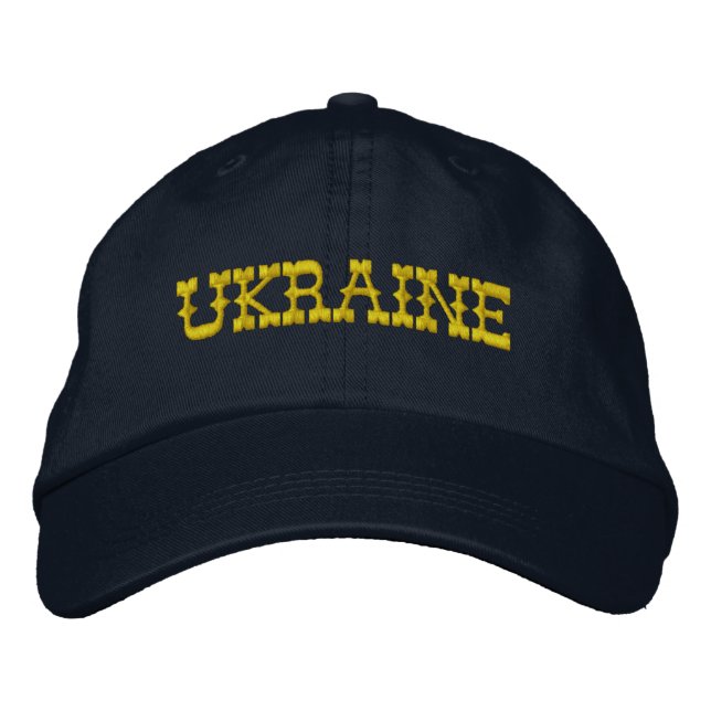 Gorra Bordada Amarillo UCRANIANO y azul marino (Anverso)