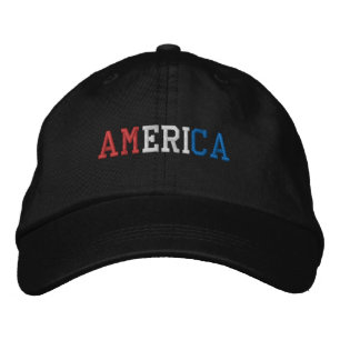 Gorra Bordada AMÉRICA Estilo patriótico rojo blanco y azul