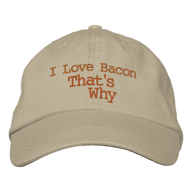 Gorra Bordada Amo a Bacon por eso (Anverso)