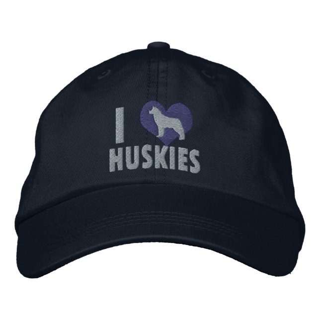 Gorra Bordada Amo a Huskies Blue (Anverso)