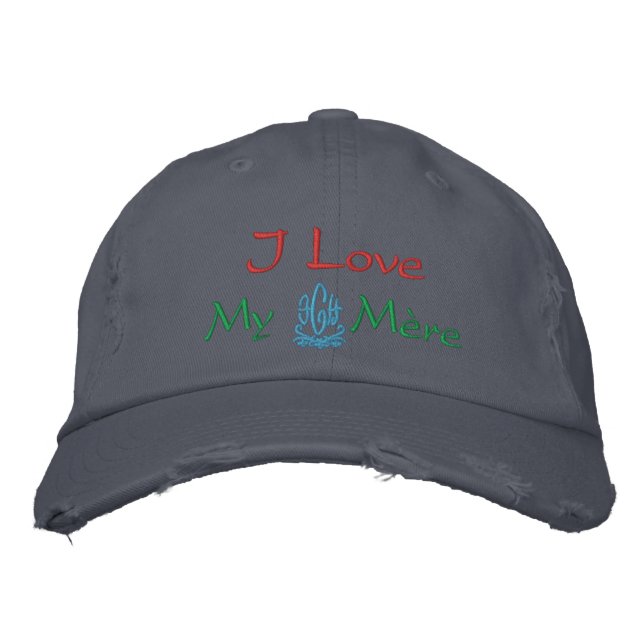Gorra Bordada Amo A Mi Madre En Azul Francés (Anverso)