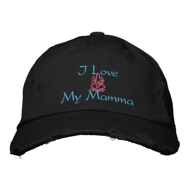 Gorra Bordada Amo A Mi Madre En Negro Italiano (Anverso)