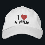 Gorra Bordada Amo Un Ninja<br><div class="desc">Borde cardíaco. Me encanta un ninja. .. corazón rojo cosido a una gorra .. ideal para mostrar al mundo que te encanta un ninja .. diseño de bordado de Ricaso Graphics parte del grupo de diseñadores Ricaso</div>