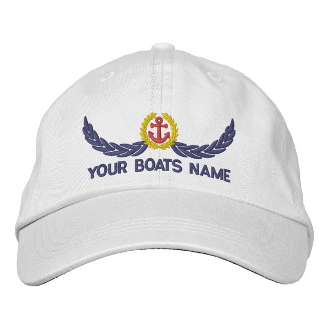 Gorra Bordada Ancla y nombre de barcos capitanes de vela (Anverso)