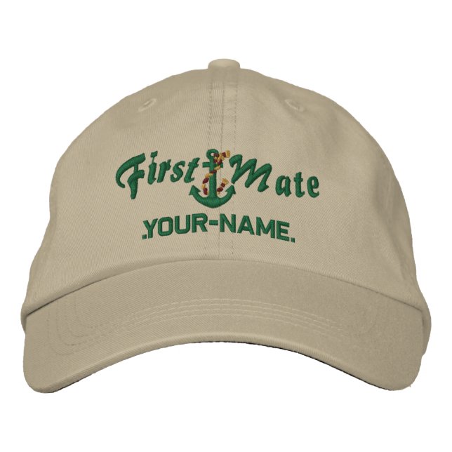 Gorra Bordada Anclaje de primer mástil personalizado verde (Anverso)