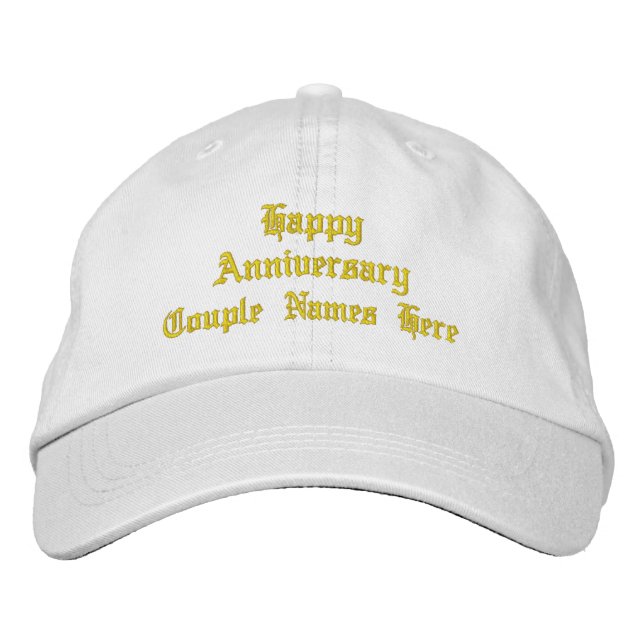 Gorra Bordada Aniversario feliz Personalizado Mensajes de texto  (Anverso)