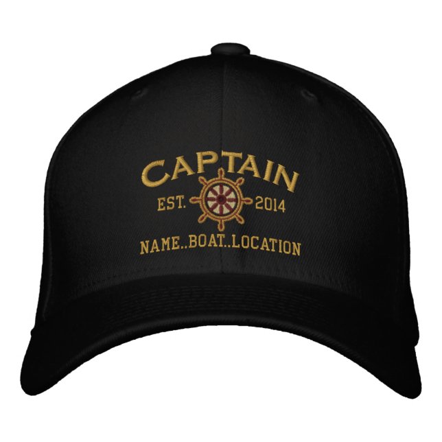 Gorra Bordada AÑO personalizado y nombre la rueda del capitán (Anverso)