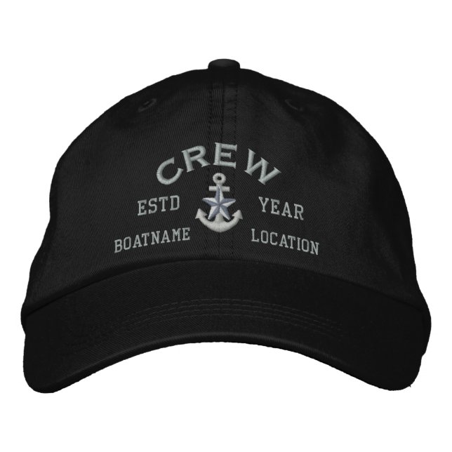 Gorra Bordada AÑO y nombres personalizados Crew Silver Star (Anverso)
