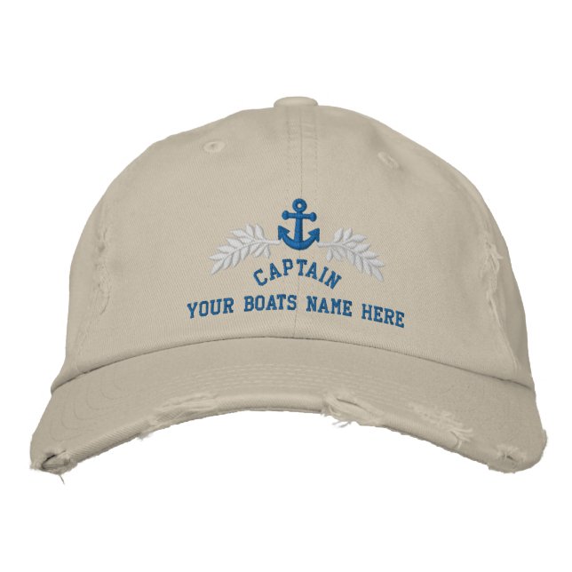 Gorra Bordada Anuncio de barco personalizado de los capitanes (Anverso)