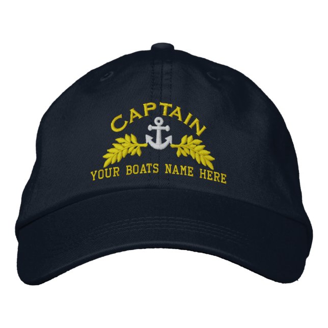 Gorra Bordada Anuncio del capitán y de los barcos (Anverso)