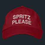 Gorra Bordada Aperol Spritz Cita graciosa Personalizado rojo ros<br><div class="desc">Aumente su estilo de verano con este gorra lúdico "Spritz Please", perfecto para los amantes de la cultura Aperol Spritz y aperitivo. Este moderno gorra bordado en un atrevido color rojo le da un toque divertido a cualquier hora de salida informal o de cóctel. Ya sea que esté relajado en...</div>