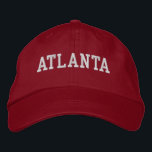 Gorra Bordada Atlanta White y Red<br><div class="desc">Atlanta bordó blanco en gorra de algodón rojo. Hace un regalo maravilloso para cualquiera que ame Atlanta GA! Si prefiere tener su texto personal, simplemente seleccione el botón "Personalizar esta plantilla" para introducir su elección de texto personalizado. El bordado también es personalizable a otras opciones de color seleccionando el botón...</div>