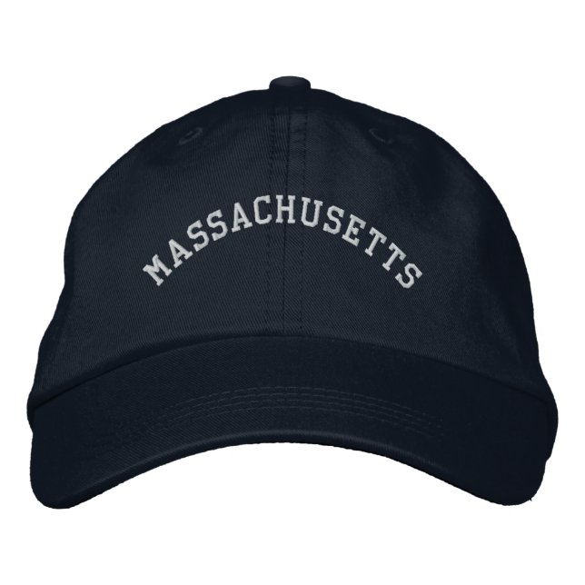 Gorra Bordada Azul de la Marina Cap bordada de Massachusetts (Anverso)