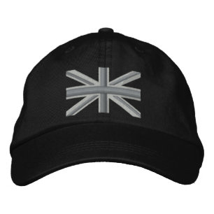 Gorra Bordada Bandera de Jack de la Unión Plata Embroideria de l