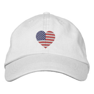 Gorra Bordada Bandera del Corazón de Amor de Estados Unidos
