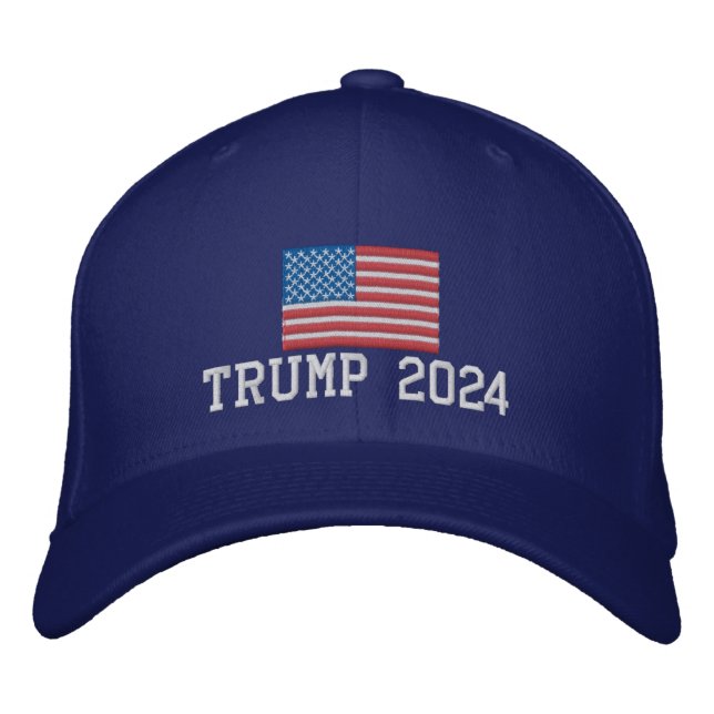 Gorra Bordada Bandera estadounidense de Trump 2024 (Anverso)