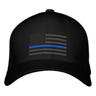 Gorra Bordada Bandera estadounidense delgada de la Línea Azul en