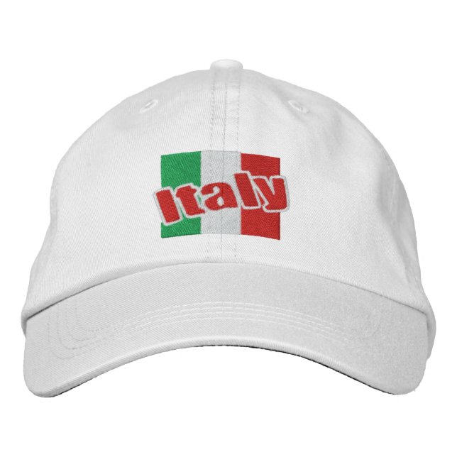 Gorra Bordada Bandera Italiana Con Texto (Anverso)