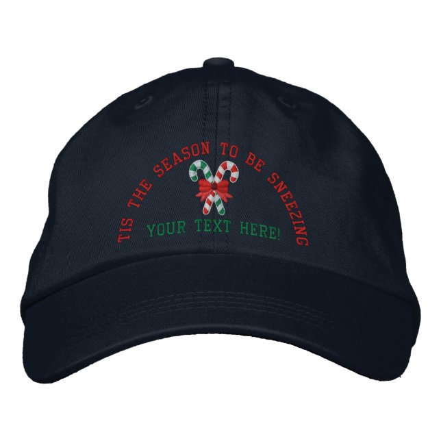 Gorra Bordada Bastones de caramelo de estornudo personalizados (Anverso)