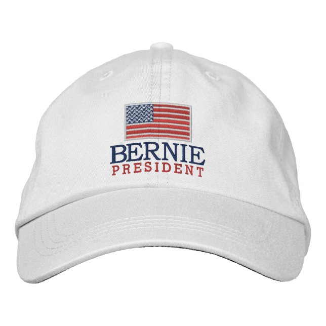 Gorra Bordada Bernie Sanders para presidente con bandera estadou (Anverso)
