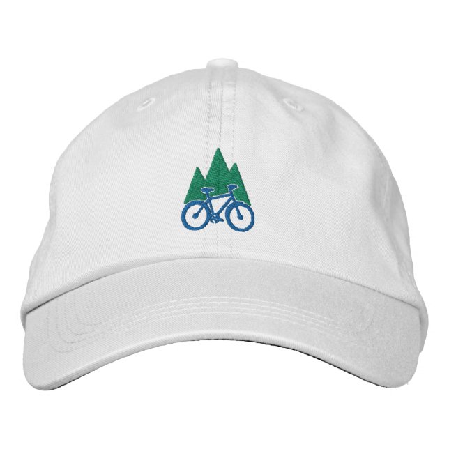 Gorra Bordada Bicicleta De Montaña Y Montañas (Anverso)
