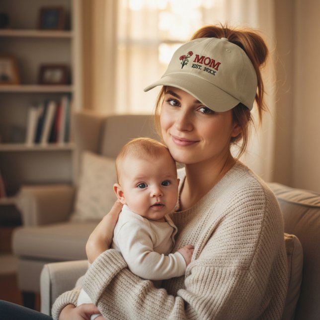 Gorra Bordada Birth Flower August Poppy MOM (Subido por el creador)