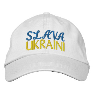 Gorra Bordada Blanco amarillo azul SLAVA UCRANIA "Gloria a Ucran