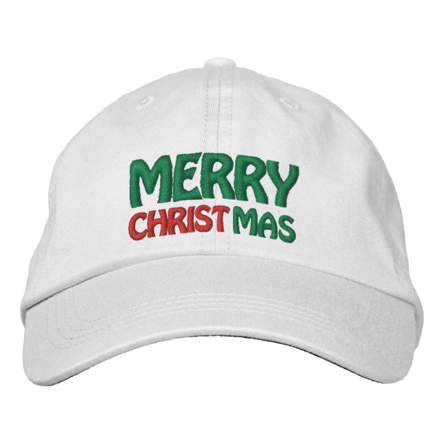 Gorra Bordada Blanco Rojo y Feliz Navidad Verde (Anverso)
