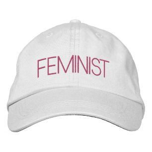 Gorra Bordada Blanco rosa caliente feminista