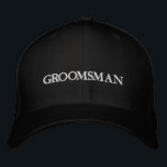 Gorra Bordada Boda de moda de texto personalizado blanco negro G<br><div class="desc">Moda Groomsman boda de moda elegante en blanco y negro Borde de béisbol. Texto de personalizable completo. Disponible en muchos colores y opciones.</div>
