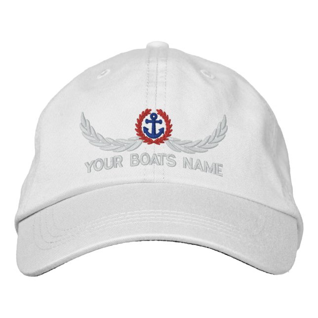 Gorra Bordada Botes personalizados nombres de capitanes de vela (Anverso)