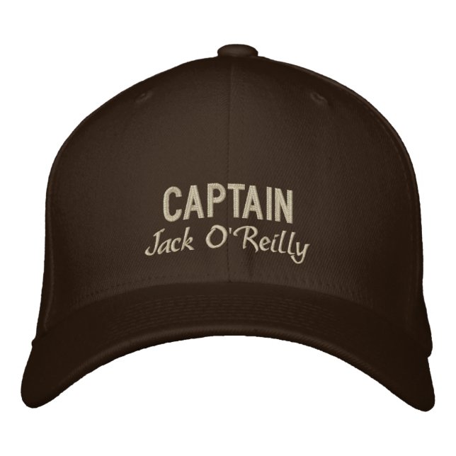 Gorra Bordada Bronceado de Capitán Personalizado y Marrón (Anverso)