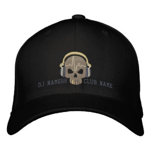Gorra Bordada Calavera de DJ personalizada con bordado de nombre