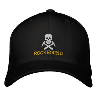 Gorra Bordada Calavera De Rockhound Y Tapa Cruzada Bordeada