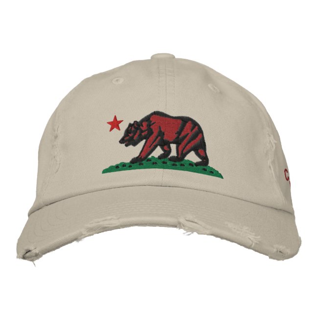 GORRA BORDADA CAMPO DE ESPECIE DE OSO REPÚBLICO DE CALIFORNIA (Anverso)