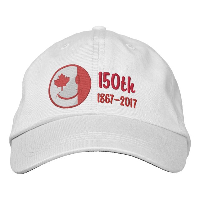 Gorra Bordada Canadiense de 150 años de feliz cara (Anverso)