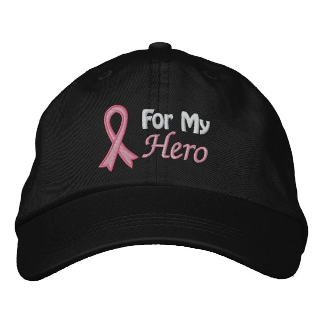 Gorra Bordada Cáncer De Mama Para Mi Héroe (Anverso)