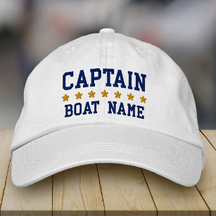 Gorra Bordada Capitán Azul de la Armada Náutica Nombre del barco
