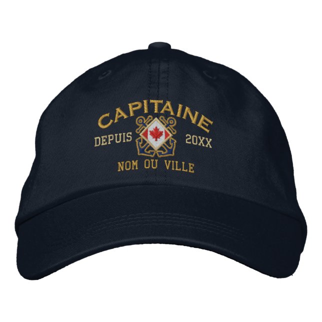 Gorra Bordada Capitán canadiense francés personalizado nautical (Anverso)