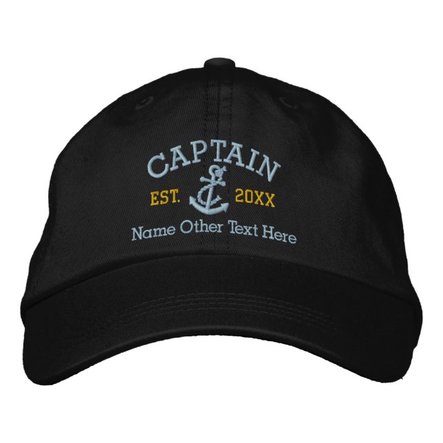 Gorra Bordada Capitán Con Anchor Personalizado (Anverso)