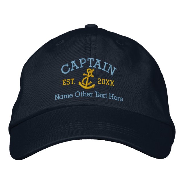 Gorra Bordada Capitán Con Anchor Personalizado (Anverso)