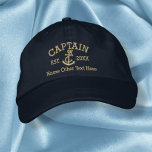 Gorra Bordada Capitán Con Anchor Personalizado<br><div class="desc">Captura de capitán bordada...  ideal para marineros.. capitán,  cuerda y ancla de gorra personalizada de Ricaso</div>