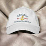 Gorra Bordada Capitán Con Anchor Personalizado<br><div class="desc">Captura de capitán bordada .. ideal para marineros .. Primer mate y cuerda y tapa personalizada de anclaje de Ricaso</div>